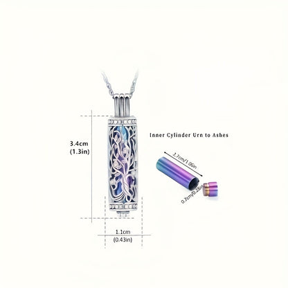 Lot de 3 colliers urnes funéraires - Élégants pendentifs commémoratifs cylindriques avec entonnoir de remplissage pour cendres humaines et d'animaux, bijoux souvenirs à partager pour le deuil d'un être cher