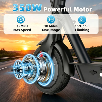 Trottinette électrique pliable, pneus 8,5 pouces, vitesse maximale 30 km/h, autonomie 29 km, contrôle par application, trottinette portable pour trajets quotidiens, adultes et adolescents, cadeau, noir