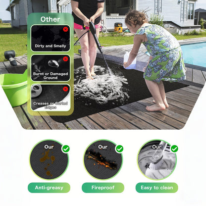 Tapis de barbecue et protection pour brasero – Protection de terrasse ignifugée et résistante à la chaleur double face, imperméable et résistante à l'huile, facile à nettoyer, 7 tailles pour barbecues d'extérieur, cheminées, braseros et fumoirs