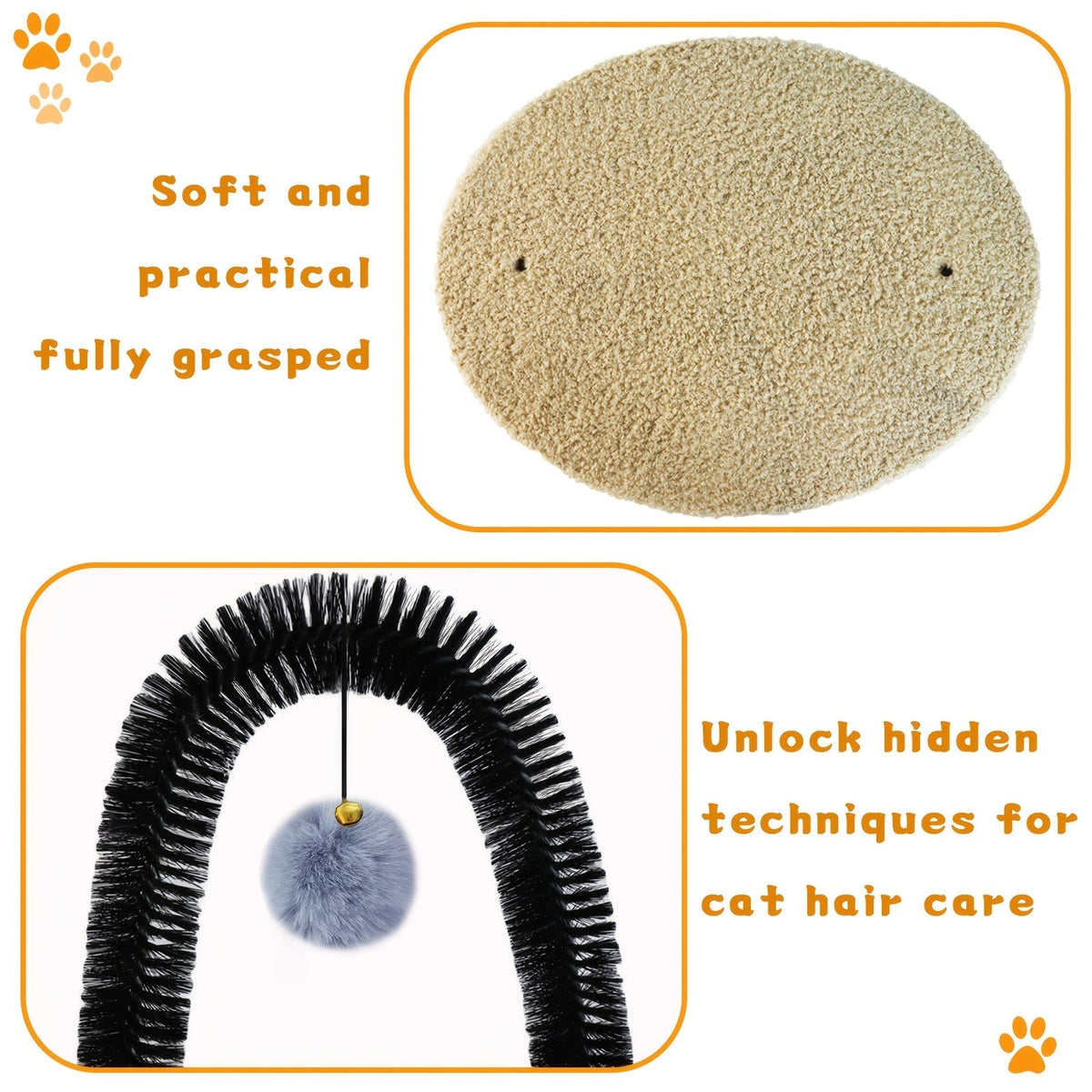 Arche de toilettage pour chat avec griffoir – Brosse de massage interactive pour chats d'intérieur, aide à la mue et soulagement du stress