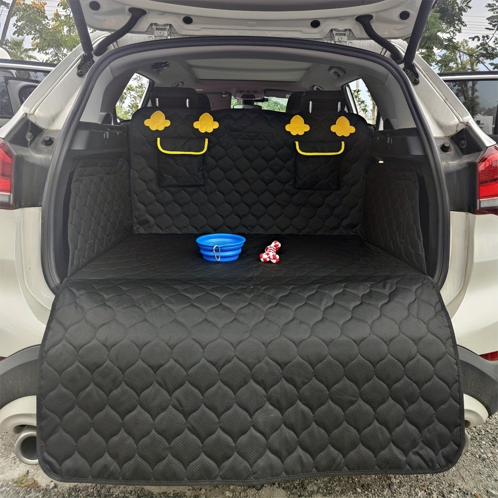 Housse de protection ajustable pour coffre de SUV avec poches de rangement – Protection de coffre en tissu tricoté durable pour voitures et SUV, tapis imperméable pour animaux, 169 x 185 cm