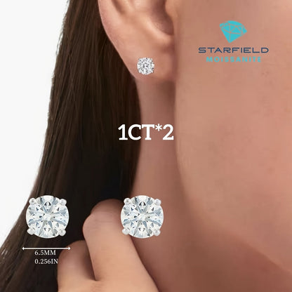Classic Moissanite Stud Earrings D Color VVS1 S925 Sterling Silver – GRA Certified Lab Diamond Studs in 0.5CT to 5CT Per Ear, Ideal Gift for Birthday, Mother's Day & Wedding, Includes Velvet Pouch & Polishing Cloth
