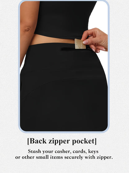 Jupe-short pour femme, longueur genou, 50 cm, avec 5 poches – Jupe de sport taille haute avec short intégré pour le tennis, le golf et le pickleball, jupe-short longue de sport, tailles S-XXL, coloris variés