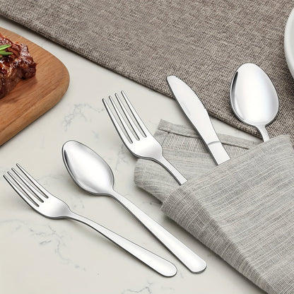 Ensemble de couverts en acier inoxydable 60/90 pièces – Argenterie pour 12 à 18 personnes avec coffret cadeau, couteaux à steak, fourchettes à salade, cuillères à dessert, lavable au lave-vaisselle, pour la maison, mariage, camping, fête, Halloween