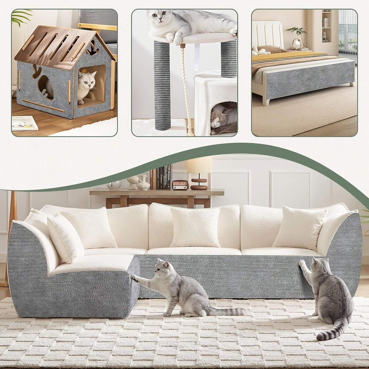 Protecteurs de meubles anti-griffes pour chat auto-adhésifs - Protections découpables pour canapé et mur, dispositifs de dissuasion durables contre les griffades de chat pour canapé, chaise, cadre de porte
