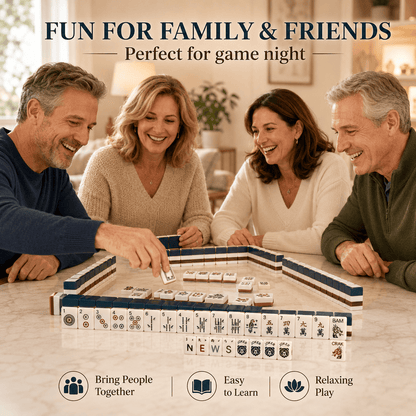 Jeu de Mah-jong américain 160 tuiles avec 4 dés - Tuiles en acrylique thème ours noir, design 4 couches, jeu de plateau facile à lire pour réunions de famille et fêtes | Cadeau de vacances amusant pour adultes