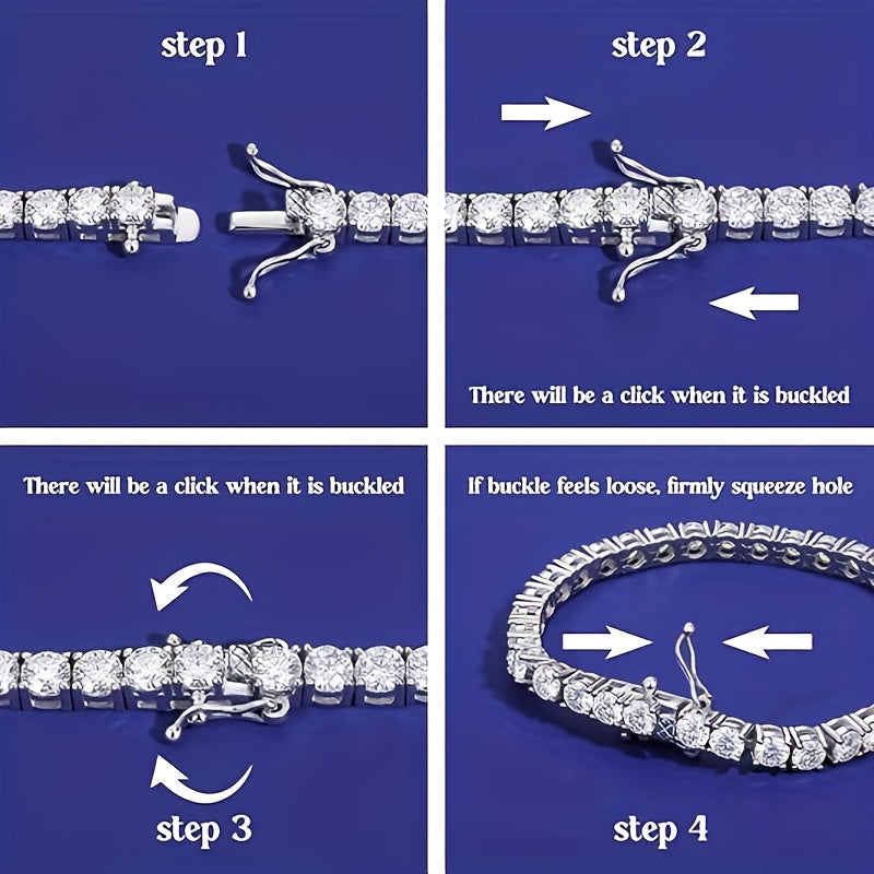 Bracelet tennis en moissanite pour femme en argent sterling 925 – Bracelet à pierre de naissance taille facettée brillant fait main, 7"/8"/9", sac cadeau de luxe inclus