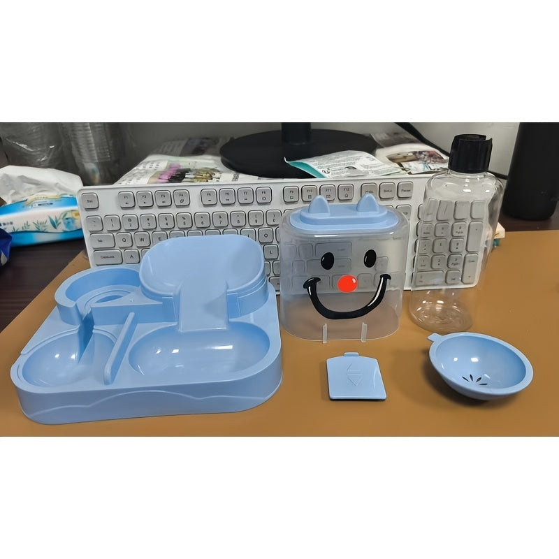 Distributeur automatique 2-en-1 de nourriture et d'eau pour chat – Design aux couleurs dopamine, séparation sec et humide, plastique transparent sans BPA, sans pile – Station d'alimentation et d'hydratation intérieure pour chats et chiens