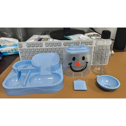 Distributeur automatique 2-en-1 de nourriture et d'eau pour chat – Design aux couleurs dopamine, séparation sec et humide, plastique transparent sans BPA, sans pile – Station d'alimentation et d'hydratation intérieure pour chats et chiens