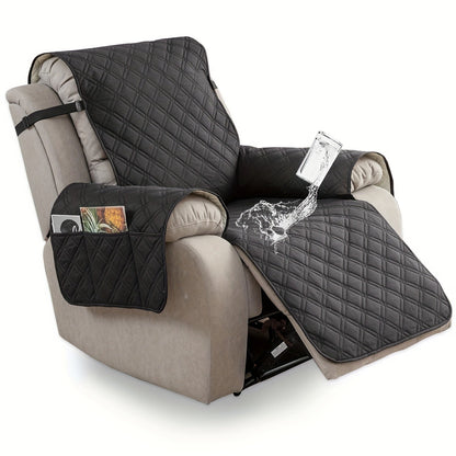 Housse de fauteuil inclinable imperméable avec poches latérales, sangles antidérapantes, tissu matelassé 4 couches, protection contre les animaux et les enfants, lavable en machine – 11 couleurs