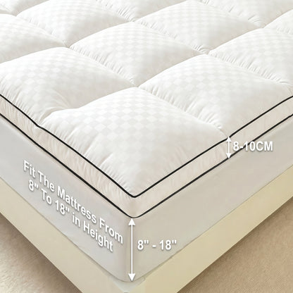 Surmatelas matelassé 1000 GSM rafraîchissant - Protège-matelas ajusté à poches profondes de 20 à 53 cm, doux pour lits simple, double, grand, très grand et très grand californien