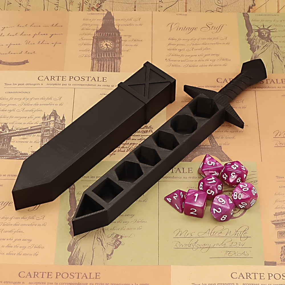 Set d'épée porte-dés pour jeux de rôle type D&D - Support à dés unique et original pour dés standards de 22 mm, couleurs assorties, cadeau idéal pour les maîtres du donjon, collectionneurs et passionnés de jeux de société