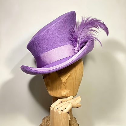 Chapeau Fedora en feutre 100 % laine avec ruban pour femmes et hommes – Haut-de-forme asymétrique ajustable pour église, fêtes et mariages, couvre-chef élégant disponible en 10 couleurs, cadeau de Noël idéal