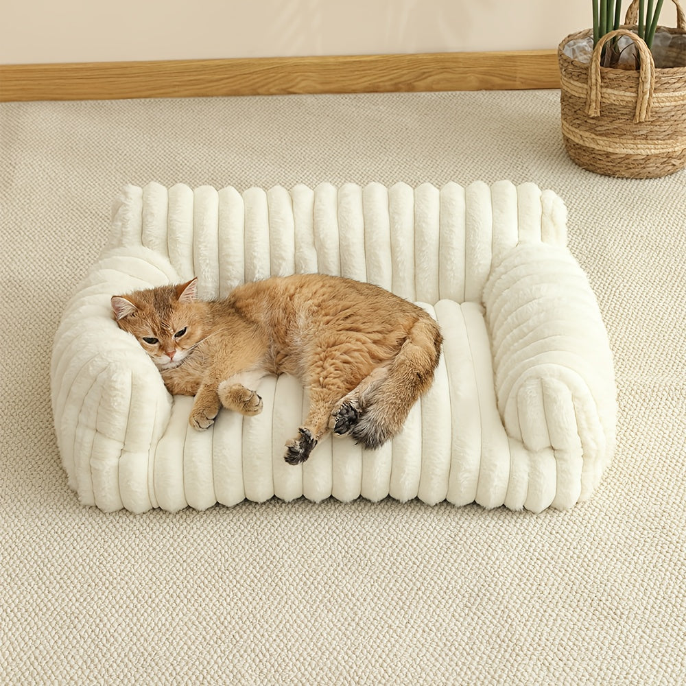 Canapé-lit pour chat - Maison pour chat douce, confortable et respirante pour grands, moyens et petits chats, joli panier de couchage en peluche adapté à toutes les saisons, transat pour chat d'intérieur et nid de repos douillet