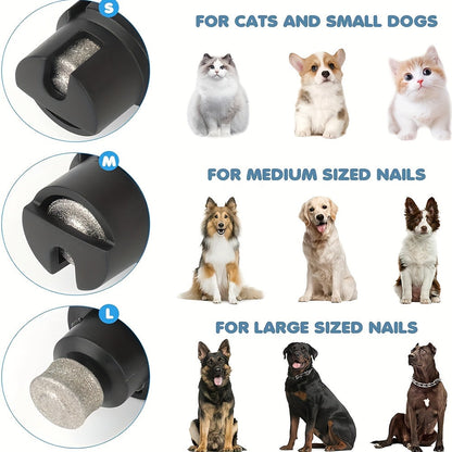 Coupe-griffes pour chien avec lumière LED - Lime à griffes rechargeable et silencieuse, 2 vitesses, coupe indolore pour grands et petits chiens, chargement USB avec meule