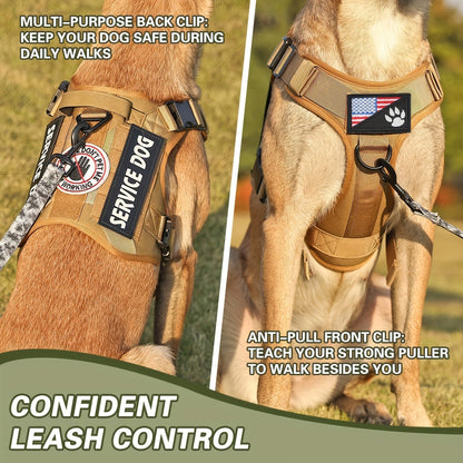 Harnais tactique pour chien – Gilet anti-traction style militaire pour animal de compagnie avec poignée de contrôle, ajustement sécurisé pour chiens actifs, motif uni, tailles S à XL, idéal pour le dressage, la randonnée et la marche