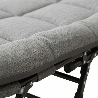 Lit de camp XL avec appui-tête intégré et matelas amovible – Lit pliant portable de 180 cm, cadre robuste pour adultes – pour le camping, lit d'appoint, voyage et pique-nique