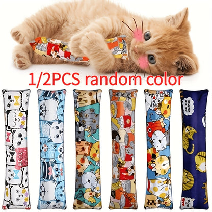 Oreiller jouet à mâcher à l'herbe à chat pour chats d'intérieur - Coussin kicker à la cataire pour soulager le stress, calmer l'ennui, jouet pour chaton, jouet à mâcher dentaire, herbe à chat naturelle, couleur aléatoire, lot de 1 ou 2, cadeau