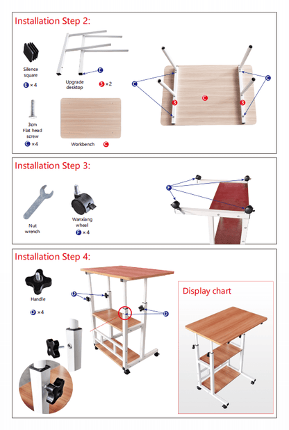 Bureau mobile portatif avec roulettes et table élévatrice à hauteur réglable – Petit bureau d'ordinateur pour lit, canapé, loisirs créatifs ou bureau à domicile, en noir ou blanc