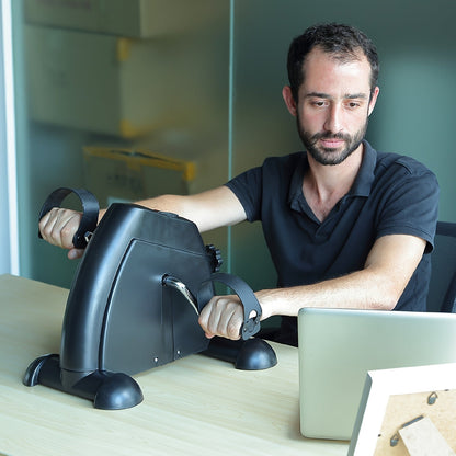 Pédalier d'appartement sous bureau avec écran LCD – Mini vélo pour exercices des bras et des jambes, appareil de sport à faible impact avec résistance réglable pour bureau à domicile, noir
