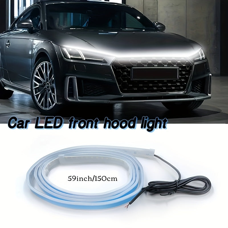 Bande lumineuse LED de 70 pouces pour compartiment moteur, blanc haute luminosité 2000-3000 lumens, mode accueil automatique, effet clignotant, câblage fixe 12V pour voitures et SUV - Éclairage d'ambiance sous capot