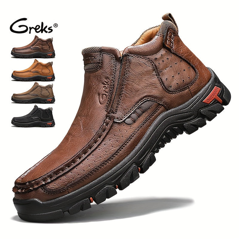 Bottines à enfiler cousues main pour homme GREKS, mocassins décontractés style Chukka, semelle antidérapante pour la randonnée, la conduite et le quotidien – chaussures légères et confortables pour homme