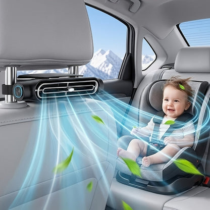 Ventilateur de voiture USB sans pales à 3 vitesses, refroidissement silencieux – Ventilateur de siège plug-and-play avec câble USB, restez au frais dans les embouteillages, ajustement universel pour tous les modèles de voiture, blanc et noir