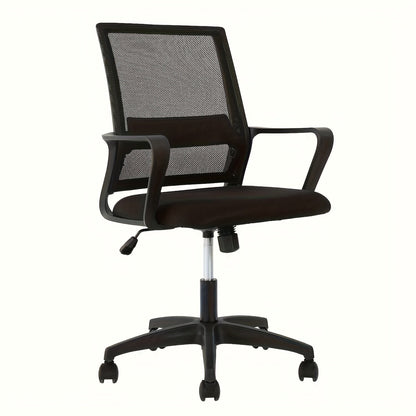 Chaise de bureau ergonomique à dossier moyen en filet, pivotante à 360°, base à 5 roulettes, support lombaire, chaise d'ordinateur pour bureau à domicile - Capacité de 250 lb, disponible en noir, gris, bleu, blanc et rose