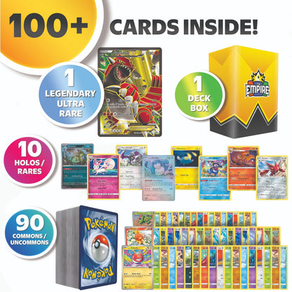 Lot de combat Ultra Rare Pokémon Légendaires et Fabuleux – 100+ cartes JCC authentiques – 1 carte Ultra Rare Légendaire ou Fabuleuse garantie | Mewtwo Lugia Arceus Rayquaza | Holos et Rares | Cadeau pour enfants et collectionneurs