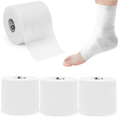 Bande de mousse protectrice (sous-bandage) OK TAPE pour le sport, 4 rouleaux - Protection pour chevilles, poignets, mains et genoux, 7 cm x 27,5 m par rouleau