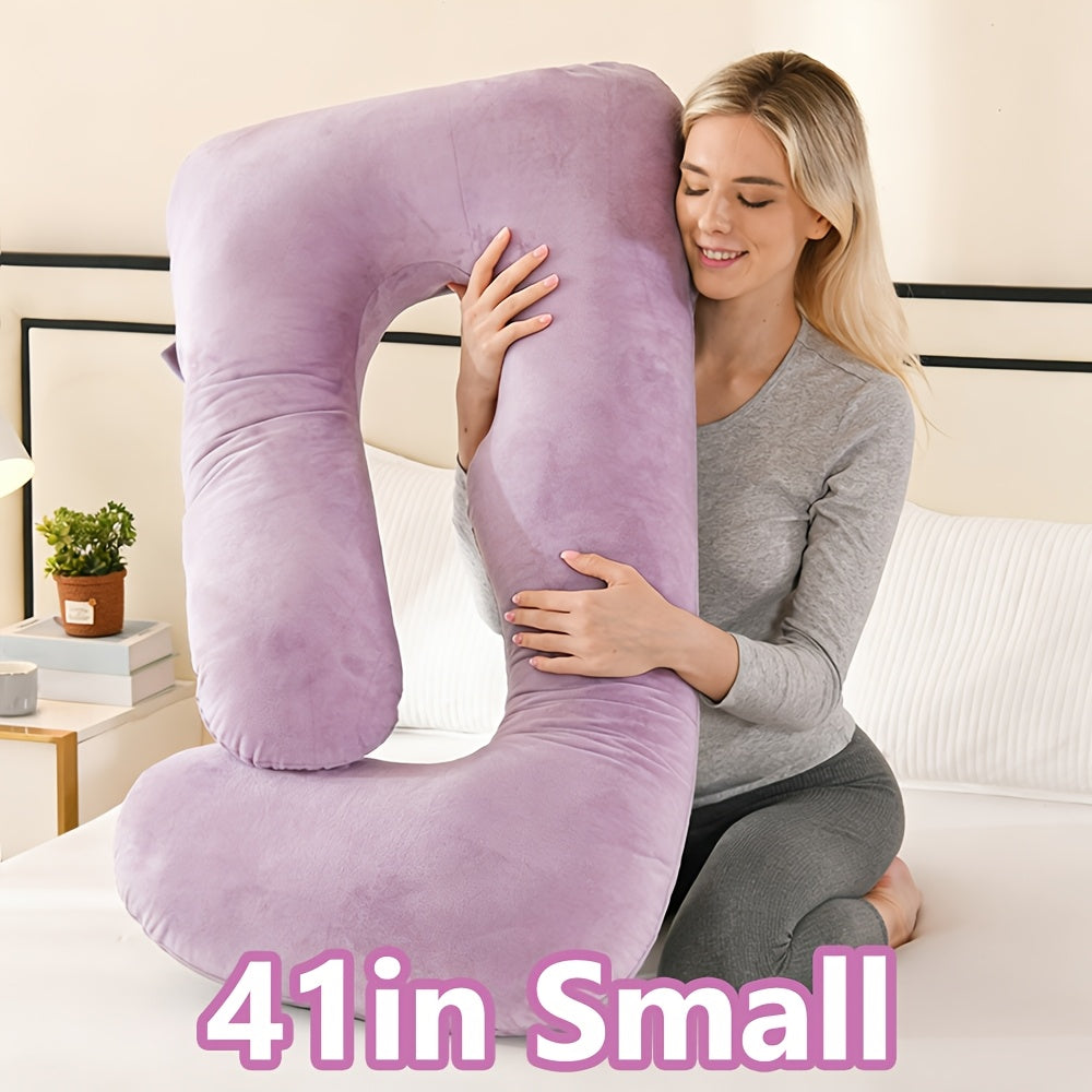 Oreiller de maternité en forme de J, coussin de grossesse corps entier avec taie d'oreiller – soutien du dos, des jambes et du ventre pour un sommeil réparateur, tailles 41" et 60", coloris et tissus variés, idéal comme cadeau de naissance