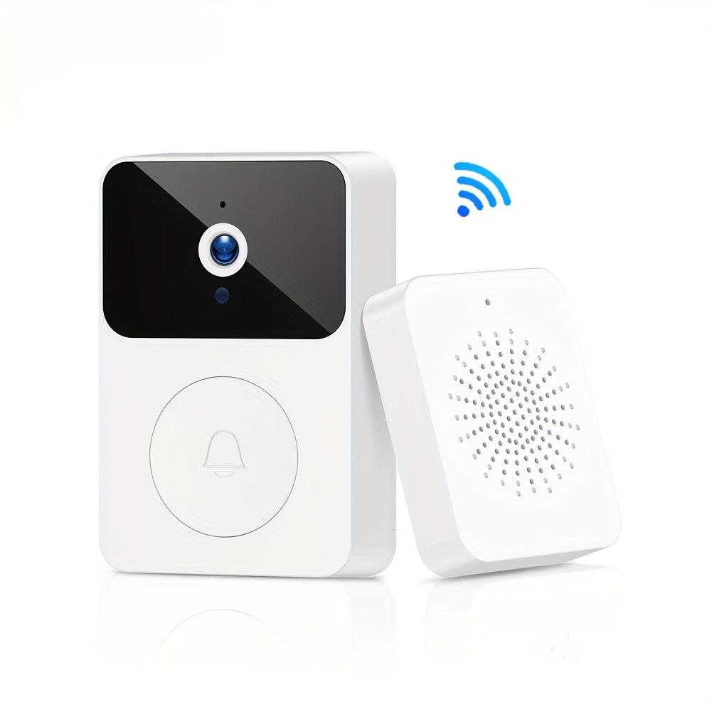 Sonnette vidéo sans fil avec caméra HD, vision nocturne, alertes de mouvement et audio bidirectionnel – Sonnette WiFi intelligente, visualisation mobile à distance, changeur de voix, batterie rechargeable, 2,4 GHz, sécurité domestique