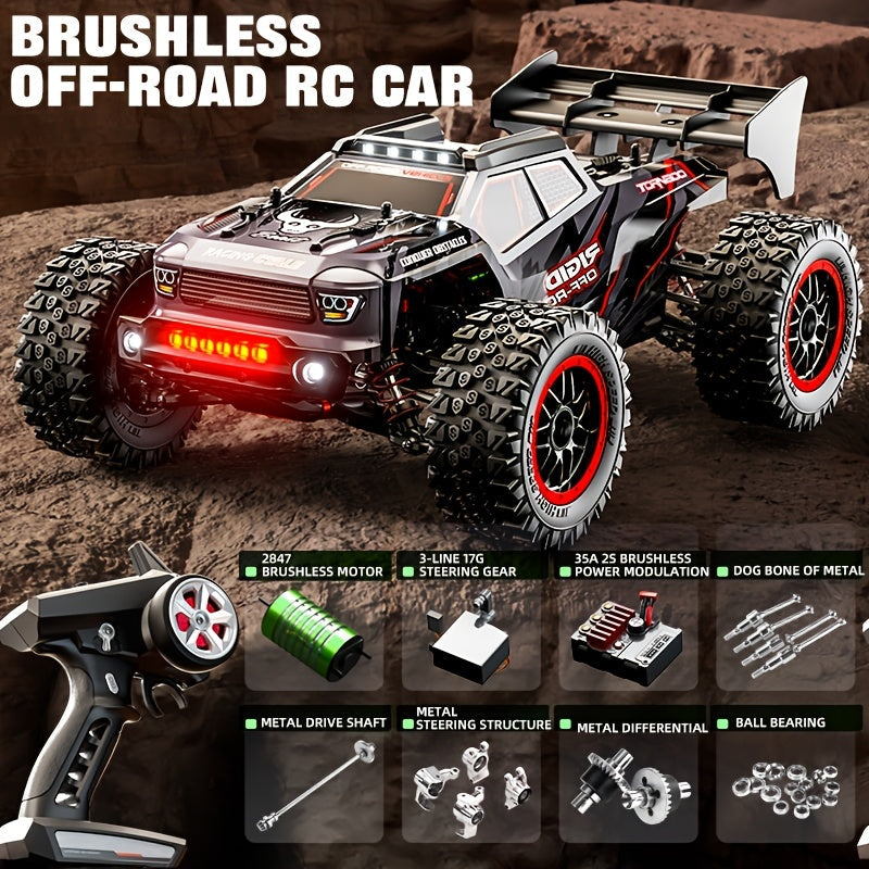 Voiture télécommandée brushless 80 km/h pour adultes - Véhicule tout-terrain 4x4 haute vitesse, contrôle de vitesse entièrement proportionnel, conception structurelle réaliste | Voiture RC professionnelle pour collectionneurs et compétiteurs