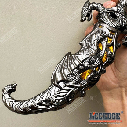 Couteau médiéval fantastique à lame fixe avec fourreau, 23 cm – Acier inoxydable 440 non tranchant, accessoire de cosplay, réplique historique, objet de décoration, 5 couleurs