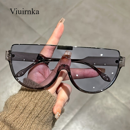 Lunettes de soleil semi-circulaires surdimensionnées pour hommes et femmes – Protection UV, verres anti-reflets, 5 couleurs – Lunettes unisexes tendance pour les voyages, la plage et le quotidien