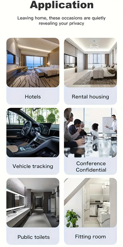 Détecteur de caméra cachée et scanner de signal RF anti-espion – Détecteur de mouchards portable pour traceurs GPS, dispositifs d'écoute sans fil, protection de la vie privée pour hôtels, voitures, maisons, bureaux et voyages