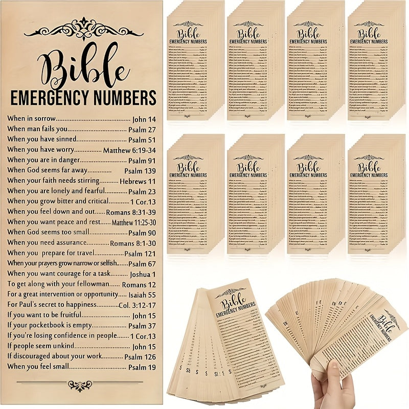 Lot de 50 marque-pages bibliques – Marque-pages en papier kraft avec versets inspirants pour l'église, fournitures d'école du dimanche, école biblique de vacances, cadeaux religieux et petits cadeaux de Noël chrétiens