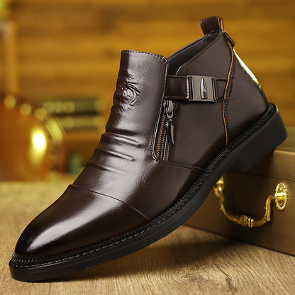 Bottines Chelsea pour homme en cuir gaufré – Style habillé décontracté à enfiler, noir et marron, pointures larges US 8-13,5, semelle confortable antidérapante, parfaites pour le travail, le bureau et le quotidien