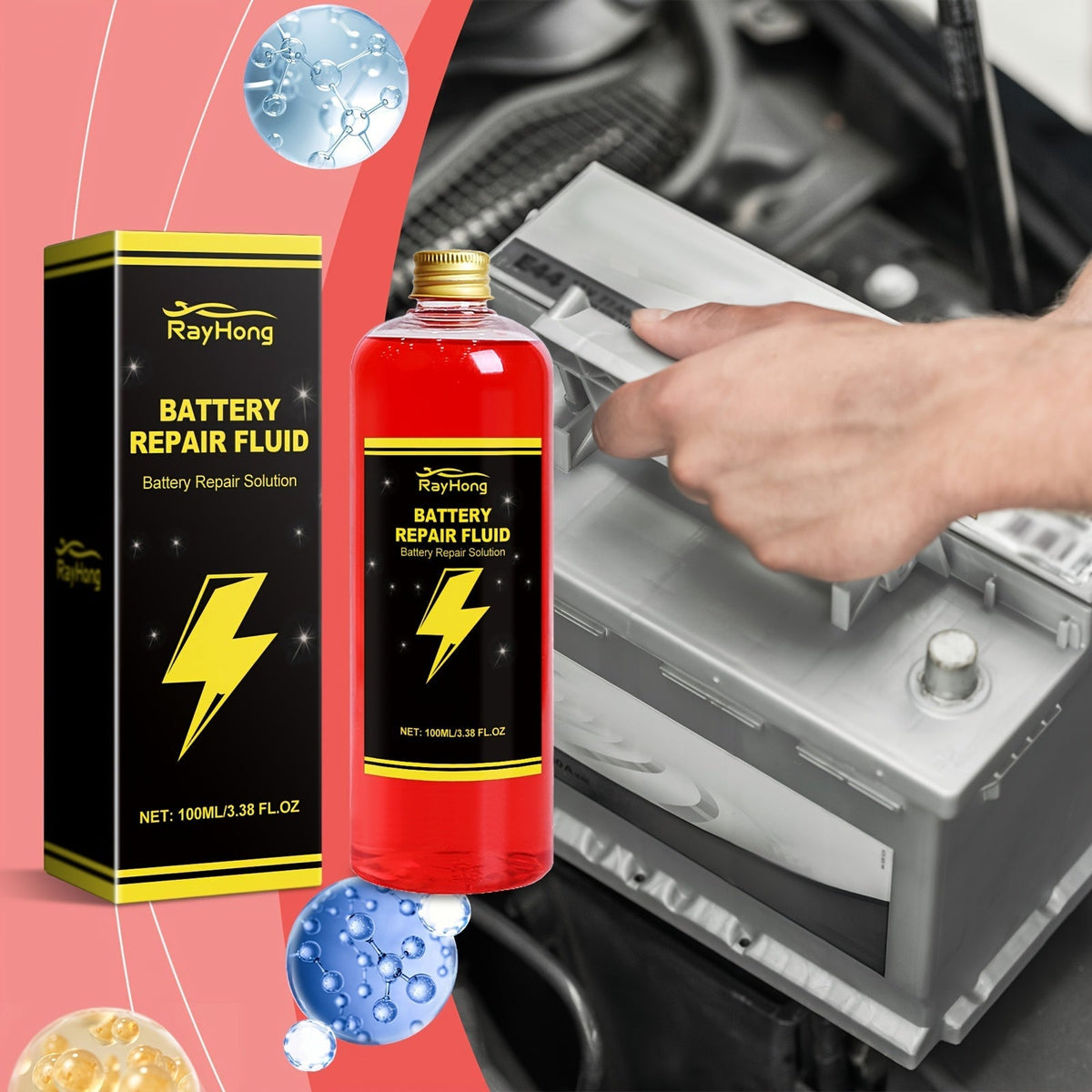 Liquide de réparation pour batterie, lot de 3, solution d'entretien pour restaurer les performances des batteries au plomb-acide et au lithium de véhicules électriques, faible odeur, sans parfum, convient à tous les modèles, 100 ml chacun
