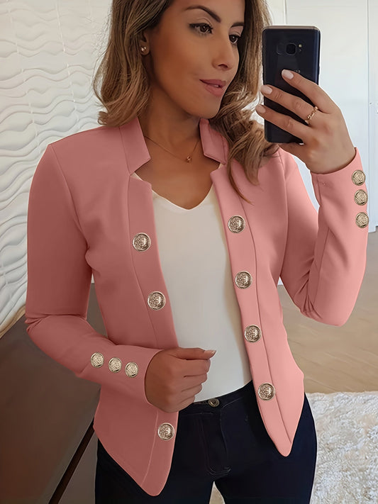 Veste cardigan femme à double boutonnage – Blazer à manches longues à revers, couleur unie, pour le printemps, l'automne et toutes les saisons
