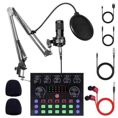 Kit de studio d'enregistrement pour podcast BM-800 avec carte son live, changeur de voix et écouteurs – Kit d'interface audio complet pour streaming, vlogging et diffusion en direct, plusieurs modèles disponibles