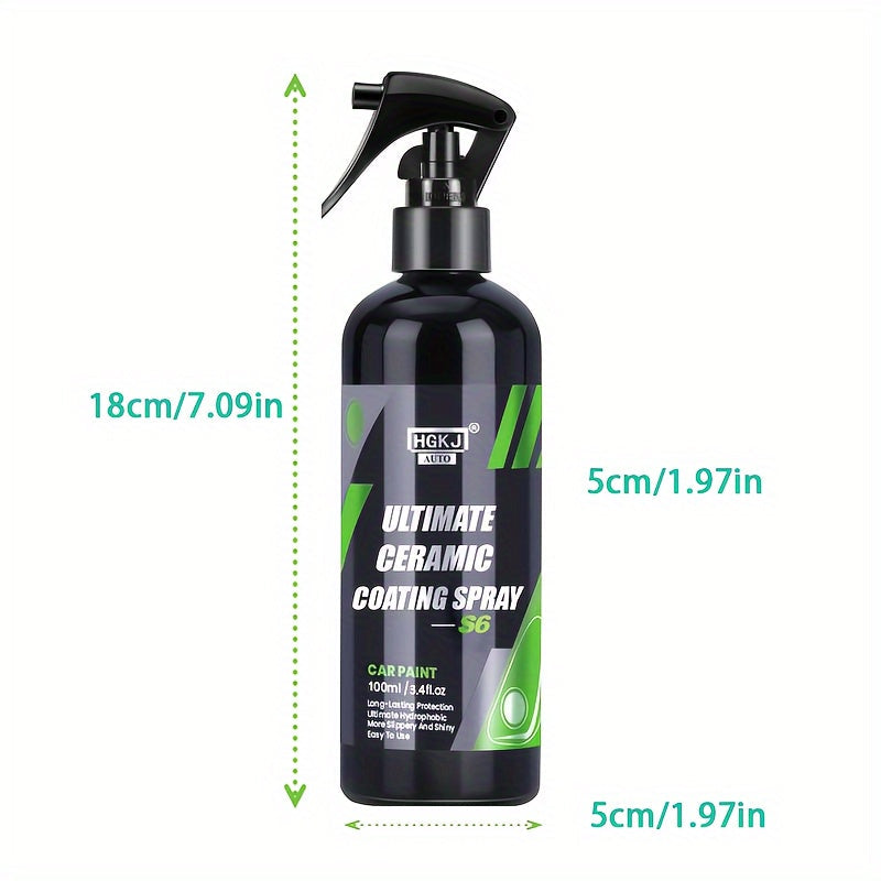 Spray de revêtement céramique pour voiture – Protection de peinture haute brillance et agent de renouvellement de revêtement, spray de protection céramique multifonctionnel à action rapide pour peinture, vitres et garnitures de voitures, camions et SUV
