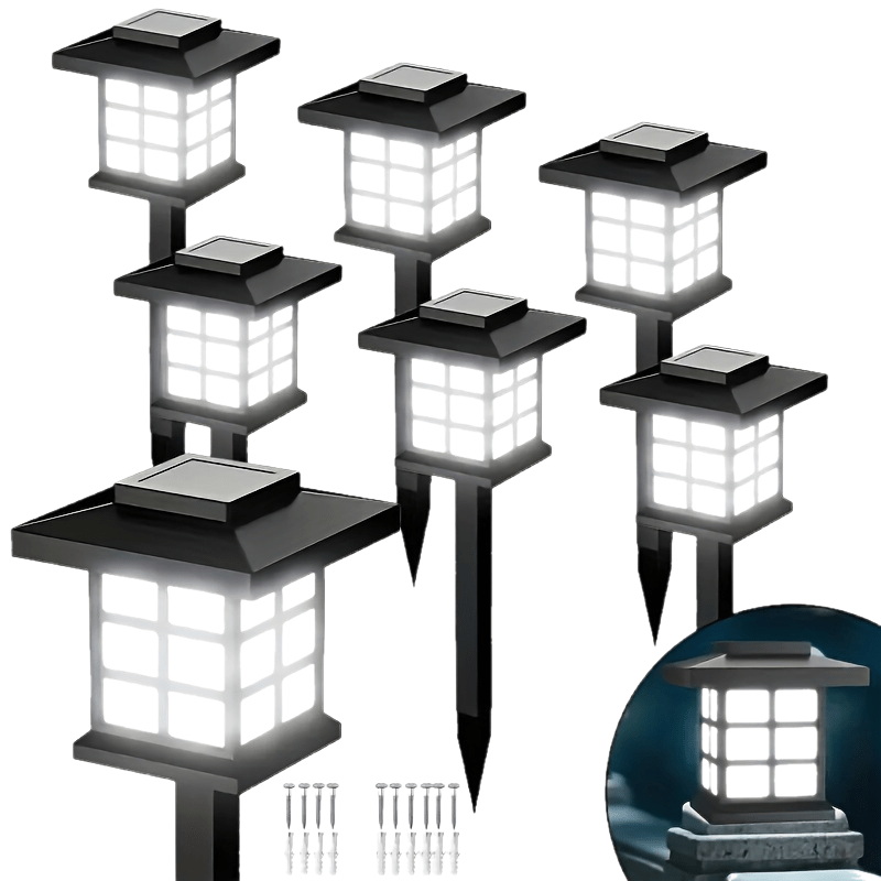 Lot de 6/12/24 lampes solaires d'extérieur pour jardin, étanches IP44 | Éclairage paysager LED blanc chaud/multicolore pour allée, cour, terrasse et décoration de fête – Marche/arrêt automatique