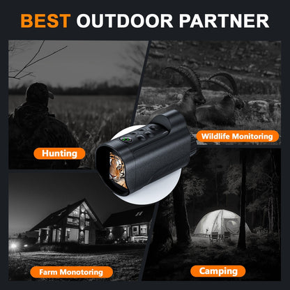 Jumelles de vision nocturne monoculaire 1080P infrarouge 5W, zoom numérique 10X, portée de 800m, batterie rechargeable 2700mAh, écran HD 2 pouces pour la chasse, le camping, l'observation de la faune et la sécurité