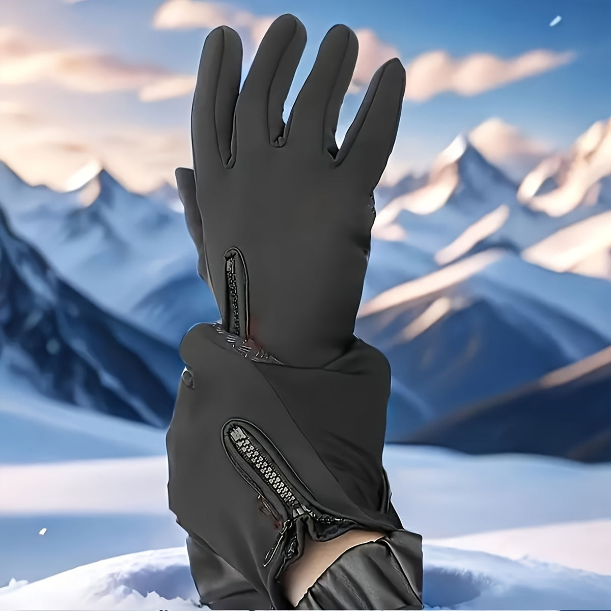 Gants thermiques d'hiver doublés en polaire, coupe-vent, compatibles écran tactile, fermeture éclair, gants doux et chauds pour hommes et femmes, noirs, pour temps froid, conduite, course, cyclisme, randonnée, usage quotidien