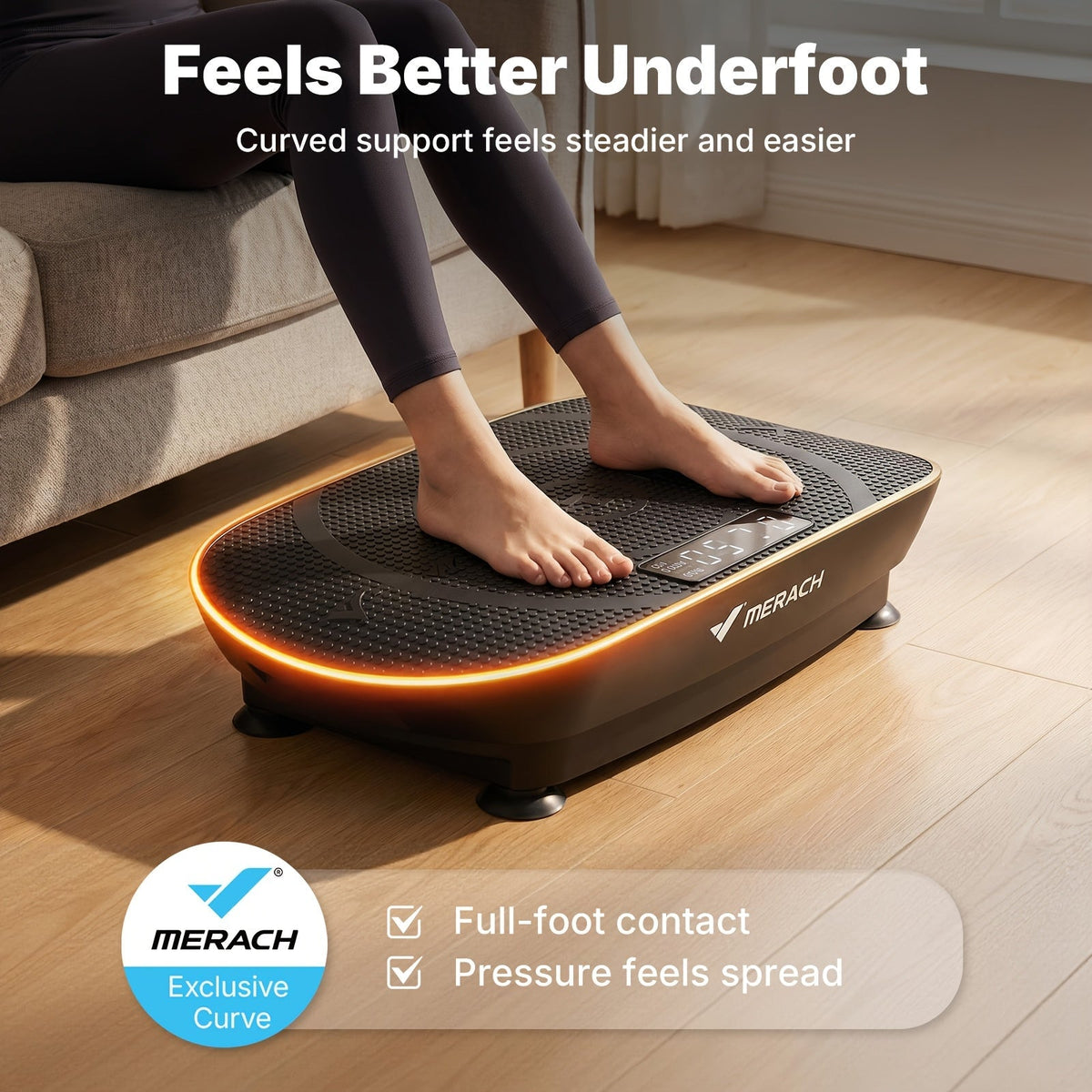 Plaque vibrante MERACH CV30 Pro, plateforme d'exercice corps complet à détection automatique avec haut-parleur Bluetooth, bandes de résistance, 10 niveaux de vitesse, écran LED, capacité de 150 à 200 kg – Appareil de fitness pour domicile