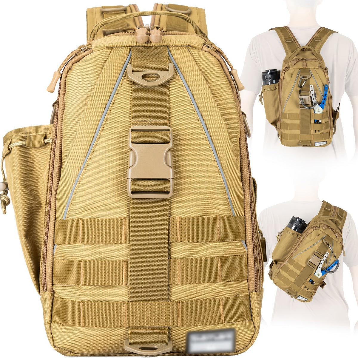 Sac à dos de pêche avec porte-canne – Sac bandoulière imperméable pour randonnée, pêche à la mouche, rangement de boîte à pêche, cadeau pour papa pêcheur