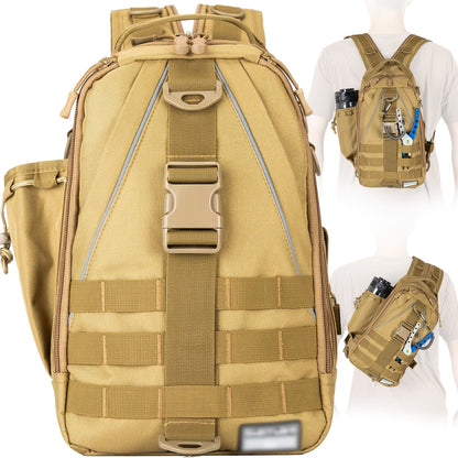Sac à dos de pêche avec porte-canne – Sac bandoulière imperméable pour randonnée, pêche à la mouche, rangement de boîte à pêche, cadeau pour papa pêcheur