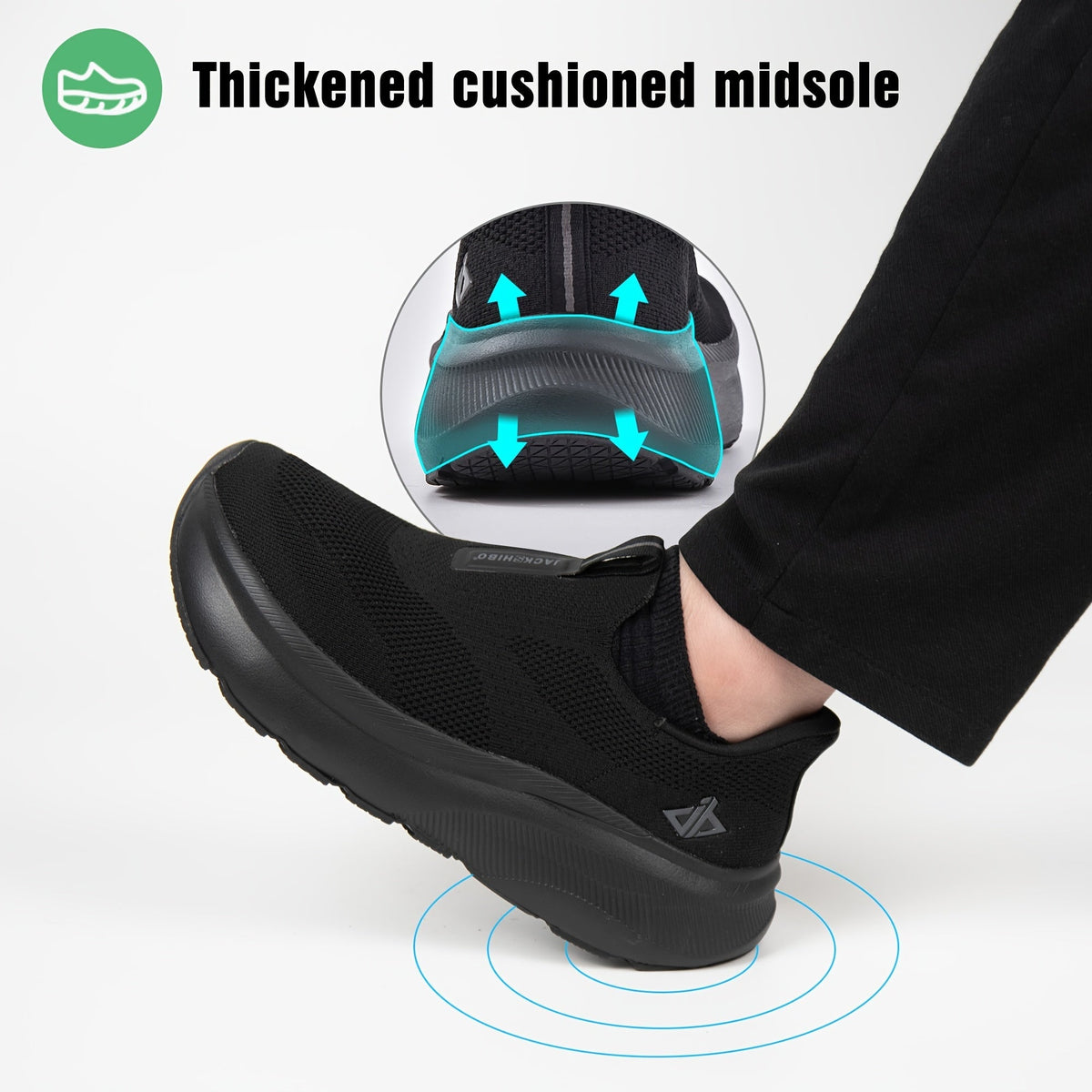 Baskets sans lacets pour hommes – Bout large, semelle zéro drop, chaussures de marche en maille coussinée pour un usage décontracté et quotidien – Semelle en caoutchouc, modèle à enfiler (US 8–13,5)