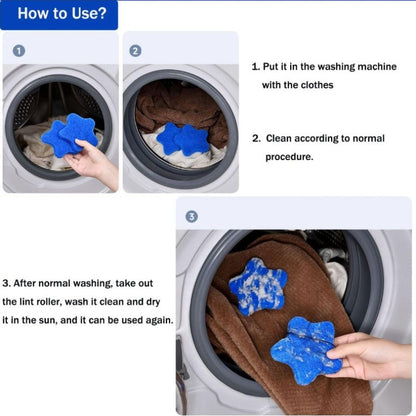 Lot de 6 épilateurs pour poils d'animaux pour le linge - Filtre nettoyant réutilisable en forme d'étoile de mer pour lave-linge, collecte les poils d'animaux et les peluches sur les vêtements pendant le lavage, attrape-poils écologique